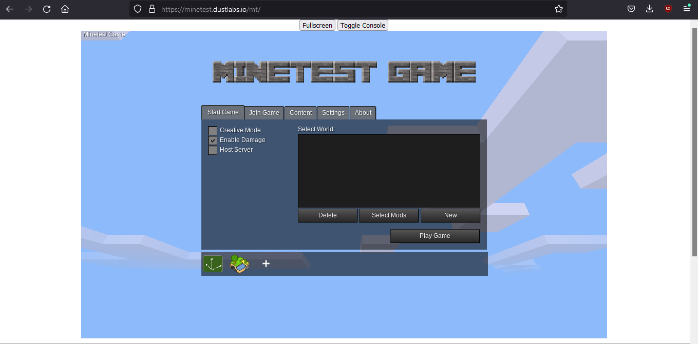 Minetest in Browser